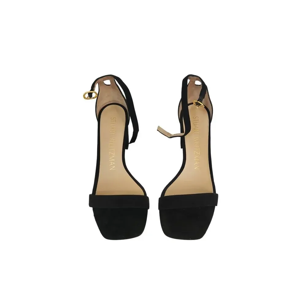 Stuart Weitzman Nudistcurve 35 Block Sandal Black 6B